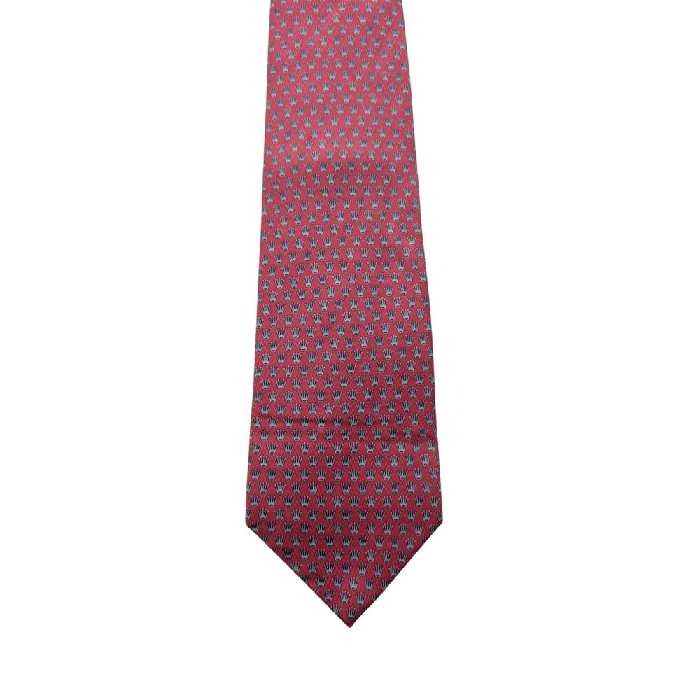 NWOT Rare Vintage Rolex 100% Silk Men's Tie In Pink W The Rolex Crown In Blue